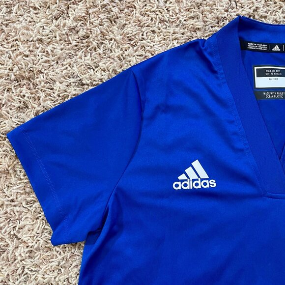Adidas Women’s Tiro Aeroready V-Neck Jersey Shirt Blue, Size Medium (New) - Picture 4 of 9
